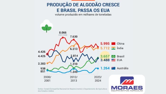 maiores produtores de algodão do brasil