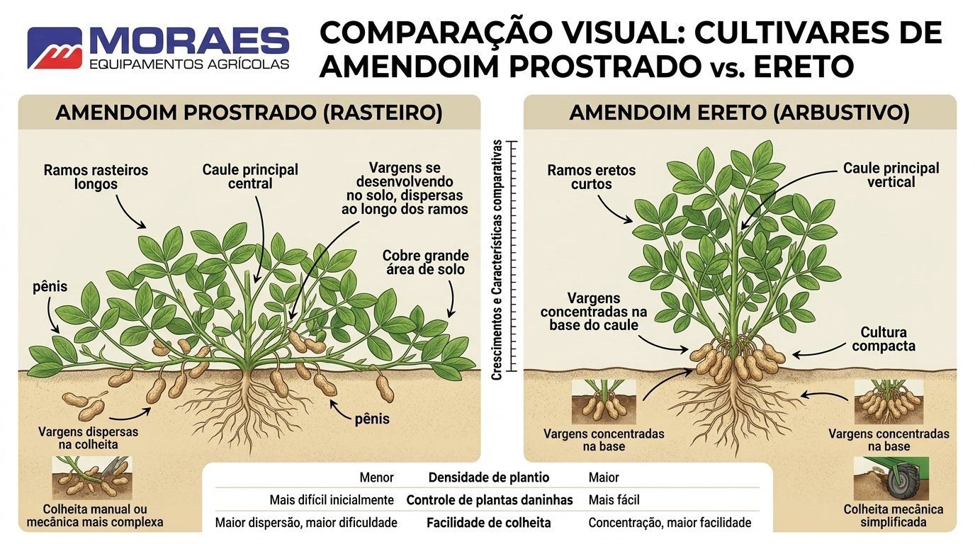 variedades de amendoim rasteiro e ereto para plantio no Brasil