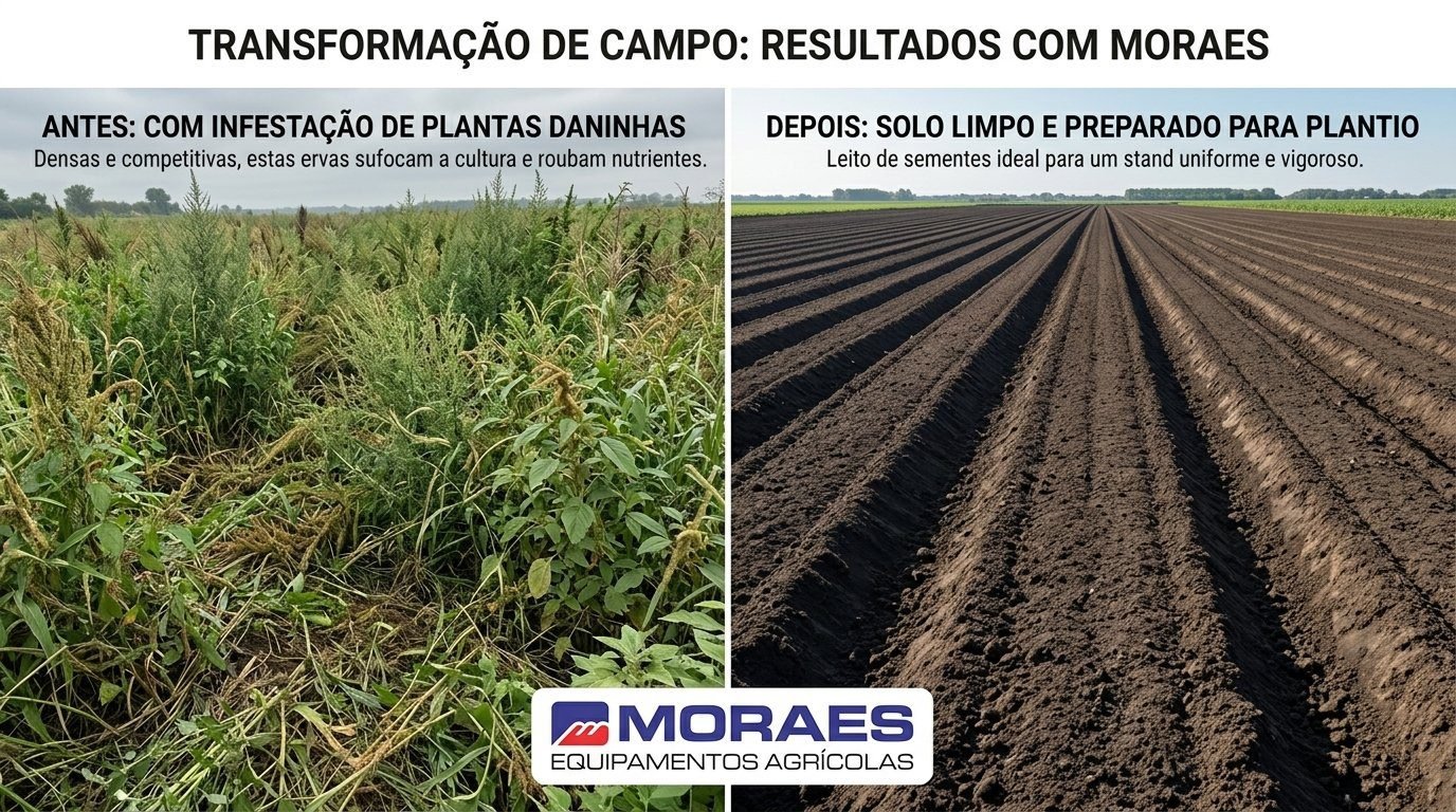 controle de plantas daninhas com cultivador mecânico Vibro resultado em campo